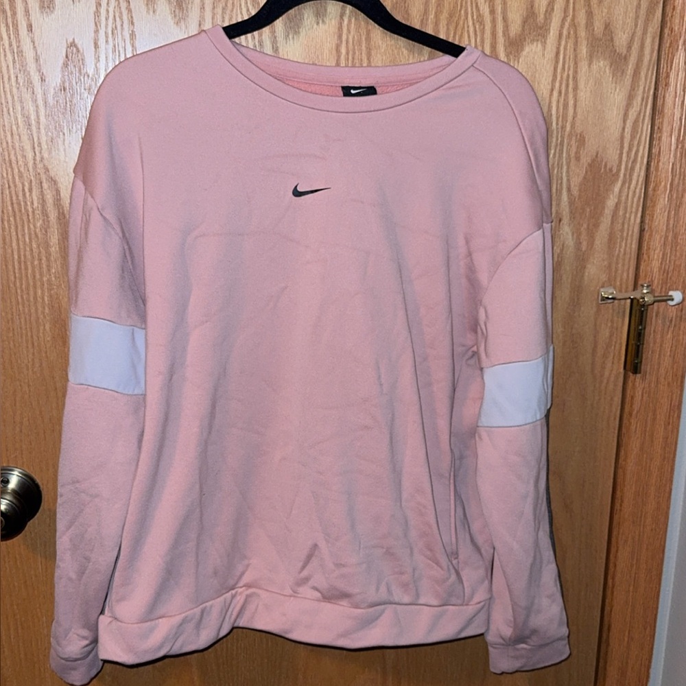 Nike Women's Dri-FIT Get Fit Pink Colorblock Crewneck Sweatshirt